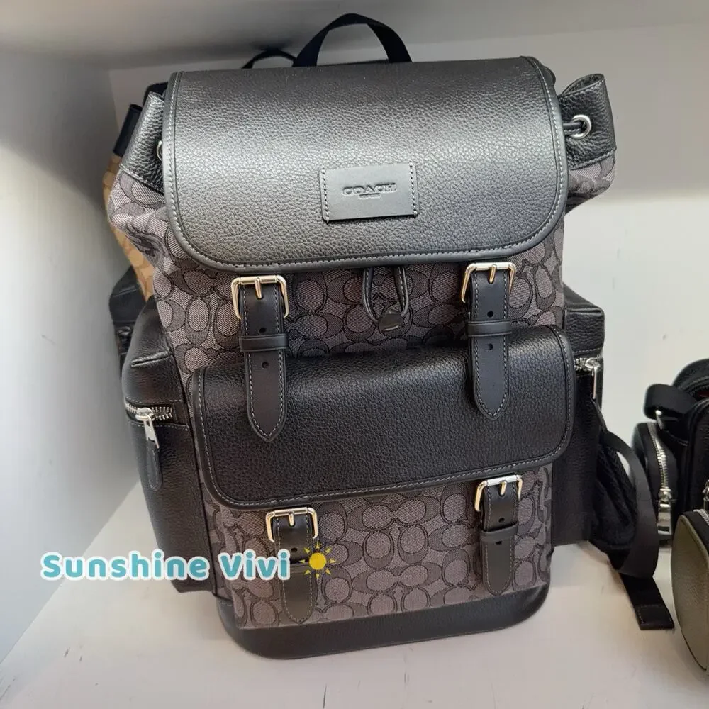 NWT Coach Men CBM50 Sprint Backpack In Signature Jacquard Charcoal/Black